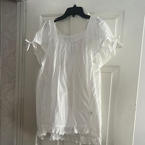Cider Elegant White Ruffle Oversized Shirt